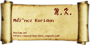 Müncz Koridon névjegykártya
